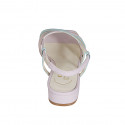 Woman's sandal in rose and light blue leather with fabric and elastic band heel 2 - Available sizes:  32, 34, 42, 43, 44, 45, 46