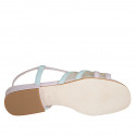 Woman's sandal in rose and light blue leather with fabric and elastic band heel 2 - Available sizes:  32, 34, 42, 43, 44, 45, 46