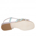 Woman's sandal in rose and light blue leather with fabric and elastic band heel 2 - Available sizes:  32, 33, 34, 42, 43, 44, 45, 46