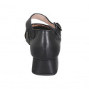 Chaussure ouverte pour femmes avec courroie en cuir noir et gris talon 4 - Pointures disponibles:  32, 33, 34, 42, 43, 44, 45