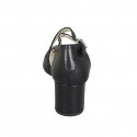 Woman's open shoe with crossed strap and elastic band in black leather heel 6 - Available sizes:  43, 44, 45