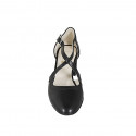 Woman's open shoe with crossed strap and elastic band in black leather heel 6 - Available sizes:  33, 34, 42, 43, 44, 45, 46