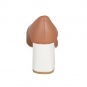 Décolleté da donna in pelle color cuoio e beige chiaro tacco 8 - Misure disponibili: 42