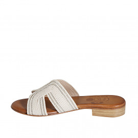 Sabot da donna in tessuto corda bianca con strass e tacco 2 - Misure disponibili: 42 2