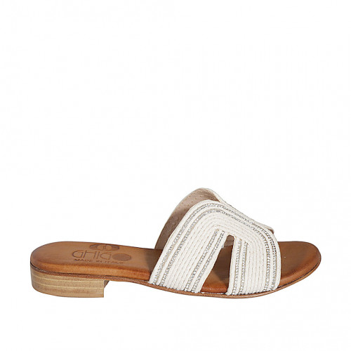 Woman's mules in white rope fabric...