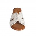 Woman's mules in white rope fabric with rhinestones and heel 2 - Available sizes:  33, 34, 42, 43, 44, 45