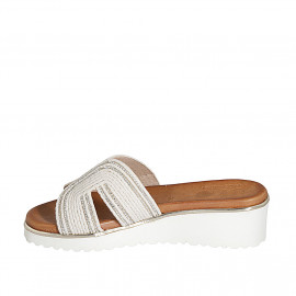 Mule para mujer en tejido soga blanca con estras y cuña 4 - Tallas disponibles:  42 2