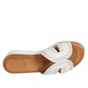 Woman's mules in white rope fabric with rhinestones and wedge heel 4 - Available sizes:  34, 42, 43, 44, 45