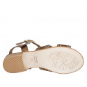 Sandale pour femmes en cuir et tissu corde bronze avec courroie, strass et talon 2 - Pointures disponibles:  32, 33, 34, 42, 43
