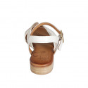 Sandale pour femmes en cuir et tissu corde blanc avec courroie, strass et talon 2 - Pointures disponibles:  32, 33, 34, 42, 43, 44, 45