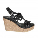 Sandalo da donna in pelle intrecciata nera con plateau e zeppa 9 - Misure disponibili: 34, 42, 43, 44