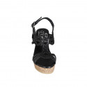 Sandale pour femmes en cuir tressé noir avec plateforme et talon compensé 9 - Pointures disponibles:  32, 33, 34, 42, 43, 44, 45