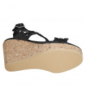 Sandalo da donna in pelle intrecciata nera con plateau e zeppa 9 - Misure disponibili: 34, 42, 43, 44
