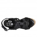 Sandalo da donna in pelle intrecciata nera con plateau e zeppa 9 - Misure disponibili: 34, 42, 43, 44