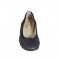 Woman's ballerina in blue leather heel 2 - Available sizes:  32, 33, 34, 43, 44, 45