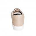 Zapato con cordones y plantilla extraible para mujer en piel rosa cuña 3 - Tallas disponibles:  32, 33, 34, 44