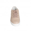 Scarpa stringata da donna in pelle rosa con plantare estraibile zeppa 3 - Misure disponibili: 44