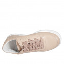 Scarpa stringata da donna in pelle rosa con plantare estraibile zeppa 3 - Misure disponibili: 32, 33, 34, 44