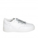 Woman's laced shoe in white leather with removable insole and wedge heel 3 - Available sizes:  32, 33, 34, 42, 43, 44, 45