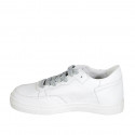 Woman's laced shoe in white leather with removable insole and wedge heel 3 - Available sizes:  32, 33, 34, 42, 43, 44, 45