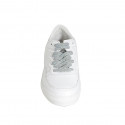 Zapato para mujer en piel blanca con cordones, plantilla extraible y cuña 3 - Tallas disponibles:  32, 33, 34, 42, 43, 44, 45