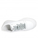 Chaussure pour femmes à lacets en cuir blanc avec semelle amovible et talon compensé 3 - Pointures disponibles:  32, 33, 34, 42, 43, 44, 45