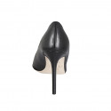 Zapato de salon a punta en piel negra tacon 10 - Tallas disponibles:  32, 33, 34, 42, 43, 44, 45