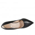 Zapato de salon a punta en piel negra tacon 10 - Tallas disponibles:  32, 33, 34, 42, 43, 44, 45