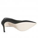 Woman's pointy pump with lace in black leather heel 9 - Available sizes:  32, 33, 34, 43, 44, 45, 46