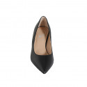 Zapato a punta para mujer en piel negra con tacon carrete 5 - Tallas disponibles:  32, 33, 43, 45, 46