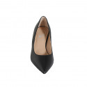 Zapato a punta para mujer en piel negra con tacon carrete 5 - Tallas disponibles:  32, 46