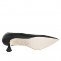 Zapato a punta para mujer en piel negra con tacon carrete 5 - Tallas disponibles:  32, 46
