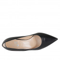 Zapato a punta para mujer en piel negra con tacon carrete 5 - Tallas disponibles:  32, 46