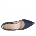 Zapato a punta para mujer en piel azul con tacon carrete 5 - Tallas disponibles:  32, 34, 42, 43, 44, 45, 46