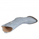 Botte texan pour femmes avec fermeture éclair et broderie en cuir bleu clair talon 5 - Pointures disponibles:  33, 34, 42, 43, 45