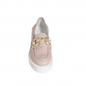 Woman's mocassin with accessory in rose leather heel 5 - Available sizes:  33