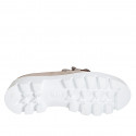 Mocassin pour femmes avec chaîne en daim taupe et tissu multicouleur talon 4 - Pointures disponibles:  32, 33