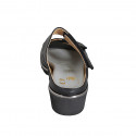 Woman's mules in black leather with velcro and removable insole with wedge heel 4 - Available sizes:  33, 34, 42, 43, 44, 45