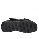 Woman's mules in black leather with velcro and removable insole with wedge heel 4 - Available sizes:  42, 43