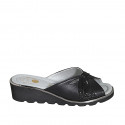 Mule pour femmes en cuir noir et daim imprimé talon compensé 4 - Pointures disponibles:  42