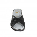Mule pour femmes en cuir noir et daim imprimé talon compensé 4 - Pointures disponibles:  42