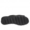 Mule pour femmes en cuir imprimé et daim imprimé noir talon compensé 4 - Pointures disponibles:  42, 43