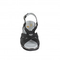 Woman's sandal in black leather with elastic band and wedge heel 4 - Available sizes:  32, 42