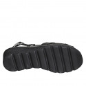 Sandale pour femmes en cuir noir avec elastique et talon compensé 4 - Pointures disponibles:  32, 33, 34, 42, 43, 44, 45