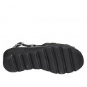 Woman's sandal in black leather with elastic band and wedge heel 4 - Available sizes:  32, 42