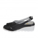 Woman's sandal with removable insole in black leather wedge heel 5 - Available sizes:  32, 33, 34, 42, 45