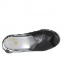 Sandale pour femmes avec semelle interieur amovible en cuir noir talon compensé 5 - Pointures disponibles:  32, 33, 34, 42, 45