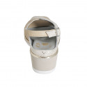 Sandalo da donna con plantare estraibile in pelle beige e camoscio beige stampato platino zeppa 5 - Misure disponibili: 32, 33, 43, 44, 45