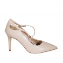 Dècolleté a punta da donna con laccio in pelle rosa chiaro tacco 9 - Misure disponibili: 42, 43, 44
