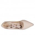 Zapato de salon a punta para mujer con cordones en piel rosa claro tacon 9 - Tallas disponibles:  33, 34, 42, 43, 44, 45, 46
